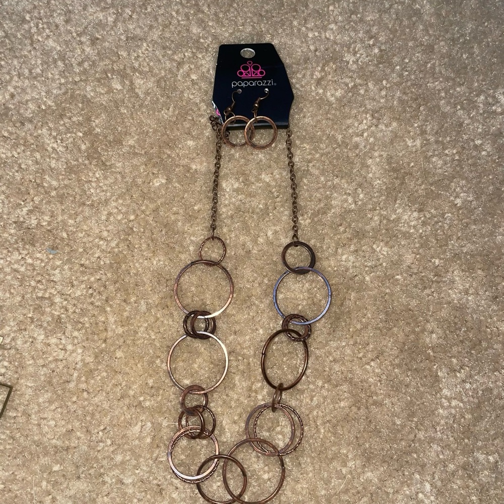 Paparazzi Copper-Toned Circle Necklace Set